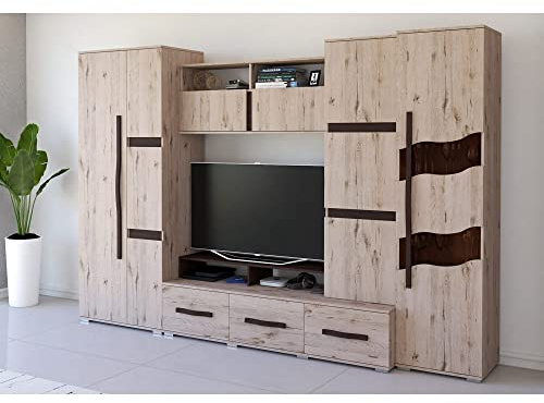 VIKA Classic design Living room wall unit, SAN TV unit, wardrobe, glass cabinet with LED Lights