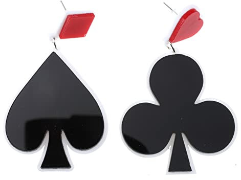 Happyyami 1 Paar Spielkarten-ohrringe Poker-ohr-schmuck Poker-muster-ohrringe Ohrhänger Für Damen Pflaumenohrringe Frauen-poker-ohrring Ear Adornments Earrings Acryl Fräulein Zubehör Quaste