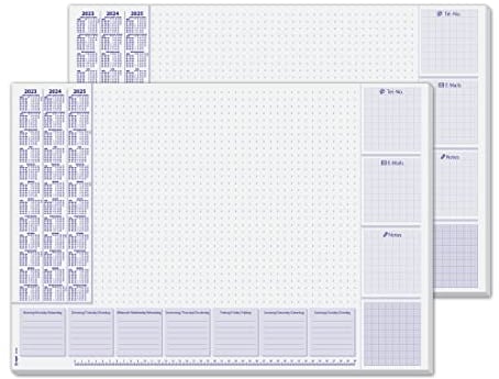 SIGEL HO355/2 Papier-Schreibtischunterlage, ca. DIN A2, mit 3-Jahres-Kalender und Wochenplan 2023 - 2025, 30 Blatt - 2er Pack - in nachhaltiger Verpackung