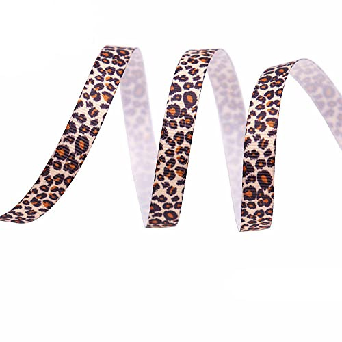 GIVBRO 9m Ribbons Leopard Printed Lace Edging Trim Gift Wrapping Ropes for Christmas Birthday Decor Bows Headwear Making, 2.2cm Wide