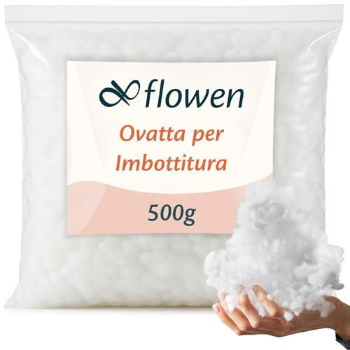 Ovatta per Imbottitura 500g 100% Fibra di Poliestere Ovatta per Bomboniere Imbottitura Cuscini e Amigurumi Morbida e Lavabile per Peluche Bambole DIY Fai da Te Riempimento per Lavoretti Creativi