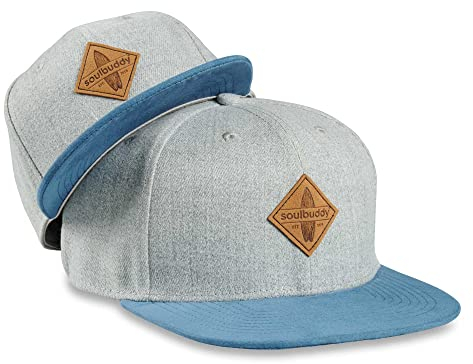 Soulbuddy Cap Herren Cap Kinder – 2er-Set Familien Outfit Set – Vatertagsgeschenk für Papa – Geschenke zum Vatertag – Papa Geschenk – Grau-Blau – One Size und Kids S