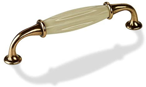SOTECH Porzellangriff META Möbelgriff Porzellan Cremeweiß-Messing Antik Finish BA 128 mm