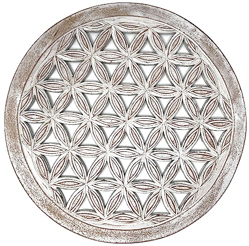 Trintura Blume des Lebens Wanddeko Holz Dekoratives Wandbild, Lebensblume Deko, Perfekt für Meditation, Yoga und Heimdekoration lebensblume bild holz (60 cm)