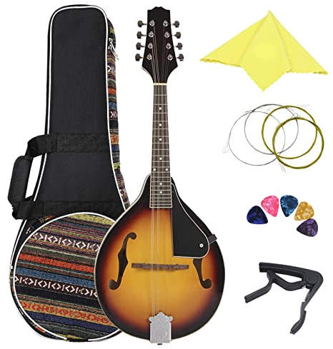 8 Saiten Mandoline Lindenholz Korpus Akustik Mandoline Gitarre A Style Mandoline Mit Zubehör Für Gitarrenteile Studentisches Mandoline-Instrument