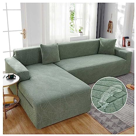 WULTNICEW Sofa Überzug Sofaschoner Sofabezug 3 Sitzer, Sofa Bezug Stretch Sofa Cover Überwurf Universal Couch überzug, Ecksofa für L Form Erfordert Zwei Couchbezug(3SITZER, Grün)