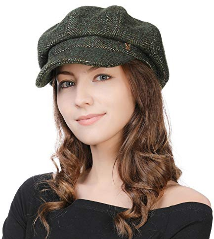 Comhats Berretto da donna con palloncino, caldo, berretto invernale, in lana, con visiera, N99952_verde militare, M