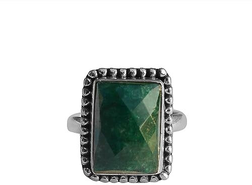 Corundum Emerald Ring 925 Sterling Silver Ring Handmade Birthday Gift Ring Unisex Ring Size 7 USA