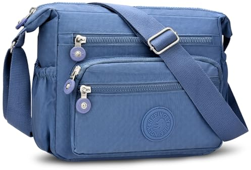 ONEKERUN Crossbody Bags for Women Ladies Nylon Waterproof Shoulder Bag Lightweight Travel Messenger Bag Multi-Pocket Casual Handbag with Adjustable Shoulder Strapfor Shopping School Work Daily Use