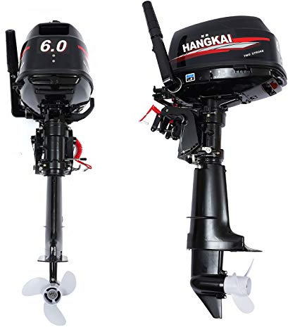 Außenbordermotor, 6 PS 2 Takt Aussenbordmotor Set, Bootsmotor, Bootsmotor Wassergekühlt Kurzschaft Benzinmotor 2-Takt 6Hp, Schwarz, Für Fischerbooten, Beibooten Und Schlauchbooten