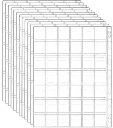 QWORK® 12 Blatt Münzsammlungsseiten, Münztasche für Münzalbum, 9-Loch, 42 Fächer, 29 x 29 mm
