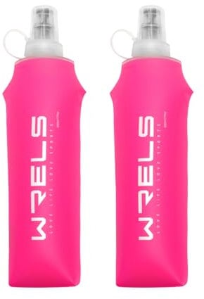 WRELS TPU Soft Flask Lightweight Portable Reusable Water Bottle,BPA Free Collapsible Flask for Hydration Pack in Running Hiking Cycling and Marathon(500ml-2 Packs)