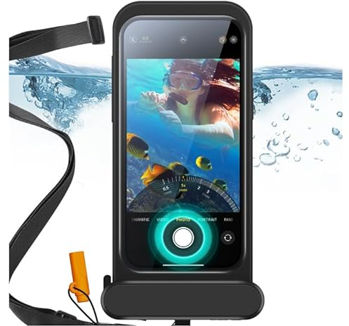 ESR wasserdichte Handyhülle für iPhone 15 Pro Max/14 Pro Max, Berührungsempfindlichkeit unter Wasser, schwimmende wasserfeste IPX8 Handyhülle mit Trageband, Unterwasser Handyhülle, Schwarz