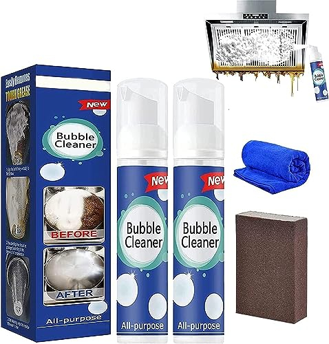 Bubble Cleaner Foam Spray, North Moon Bubble Cleaner Foam, All Purpose Rinse Cleaning Foam, Foam Heavy Oil Stain Cleaner, Grease And Dirt Remover Foam Spray, Bubble Cleaner Spray (30ML*2)