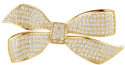LEGENTLISUR Brosche Damen Nette Zirkonia Bow Brosche Gold Schleife Elegante Schmuck für Frauen und Mädchen(Gold)