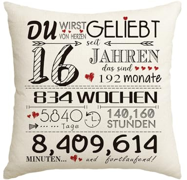 Artoid Mode Geschenk Für 16 Jahre Junge Für 16 Jahre Mädchen Kissenbezug, 45x45 cm Geburtstagsgeschenke Zierkissenbezug 9-70 Happy Birthday