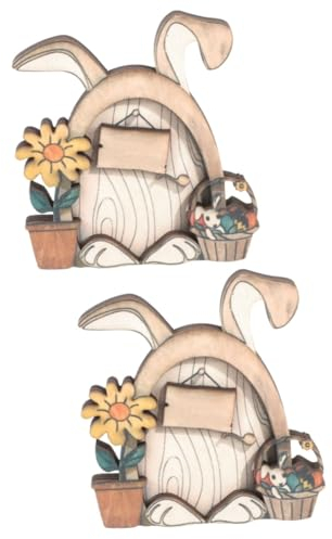 ABOOFAN 2St Osterdekoration rustikale Country Style osterparty gefallen das Büroschild Ornament Holztablett Ostern schmücken Wohnkultur Holztisch Statue Hase das Schild hölzern