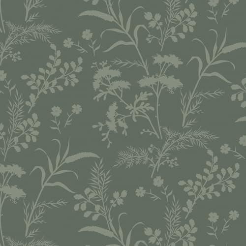 Fiula Green Self Adhesive Wallpaper Floral and Leaves Peel and Stick Wallpaper 41×300cm Flower Contact Paper Vinyl Wrap for Furniture Stick on Wallpaper Waterproof for Shelf Bathroom Wall Bedroom