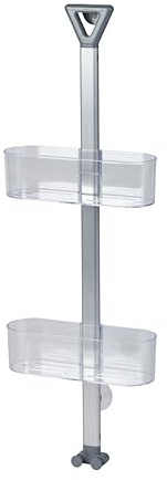 Showerdrape Elements Bathroom Shower Bath Caddy Storage Organiser 2 Shelves Adjustable Hanging (Clear Shelves)