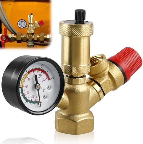 DN 25 Kesselsicherheitsgruppe, Niederdruckregler mit Manometer, Messing Leakproof Sicherheitsventil für Sicherheitsgruppe, Sicherheitsgruppe mit Lsolierung für Heizungsanlage Heizung, Weiblich