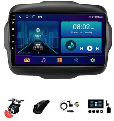 9 Pollici 2 DIN Android 13 Auto Stereo Radio per Jeep Renegade 2016-2020 con Car Play Senza Fili GPS Telecamera Posteriore Comandi al Volante Bluetooth(T1[1+16G])