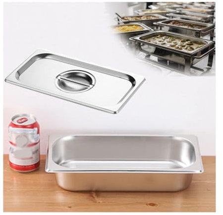 NJDQFA Mahlzeit Zutatenbehälters,Edelstahl Gastro Behälter GN Spülmaschinenfest,Stapelbar Tief Gastronormbehälter,1/3（32.5 * 17.5）,6.5cm1.2side