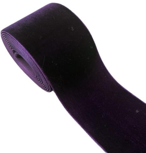 Wambere 2 Yards x 5cm Einseitiges Samtband Schleifenband Bogenband Schmuckband Geschenkband Dekoband Zierband für DIY Handwerk Hochzeit Geburtstag Party Weihnachten Geschenkverpackung,Dunkles Lila