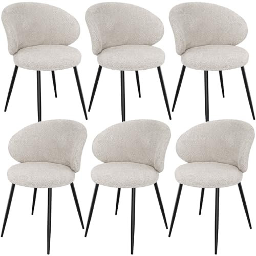 LEWE Esszimmerstühle 6er Set, Küchenstühle Wohnzimmerstuhl Polsterstuhl mit Metallbeine, Samt Schminktisch Stuhl mit Rückenlehne, Stühle für Esszimmer Wohnzimmer Küche
