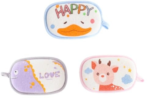 BELLIFFY 3pcs Cartoon Bath Body Scrubbers for Boy Girl Soft Non-Scratch Cleaning Sponges Fun Bath Accessories for Arms Legs Chest and Back for Boy Girl and Toddlers