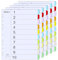 A4 File Dividers, 5 Pack 10 Part Coloured Multi Hole Punched Tabbed Index Dividers for Lever Arch Files & Ring Binders