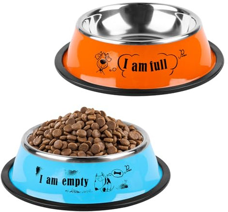 Hundenapf,2 Stück Edelstahl-Haustiernäpfe, Halloween Dog Bowl Mit Rutschfesten Fressnapf Hund Für Katzen Oder Kleine Mittlere Hunde Hundeschüssel 400ML