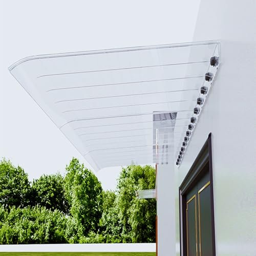 Vordach Überdachung Haustürvordach UV Regen Schneeschutz Vordach für Haustür 400-2000mm Transparentes Pultvordach für Garage Balkon Fenster Draußen(Weiß,350x500mm)