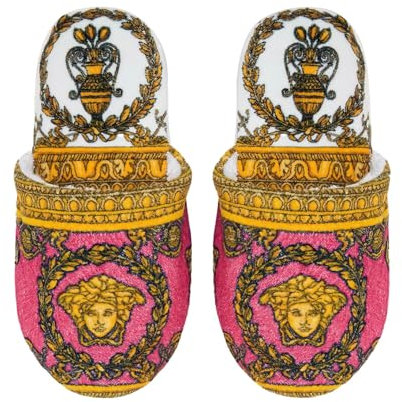 Versace Pantofole in spugna I Love Baroque, taglia: S, colore: bianco/fucsia, Bianco fucsia., Small