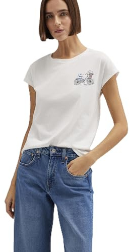 Mavi Damen Butterfly Bike Tee T-Shirt, Antique White, M