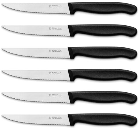 targzier Couteaux à Steak,6 Pièces Couteaux de Table,Lame tranchante et dentelée,Couteaux de Cuisine en acier inoxydable,passe au lave-vaisselle