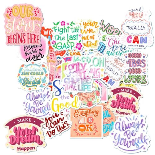100 Stück Inspirierende Sprüche Aufkleber, Wasserfeste Vinyl Aufkleber, Motivation Sticker Set, für Frauen, Erwachsene, Kinder, Teenager, für Koffer Laptop Handy Scrapbooking Kühlschrank