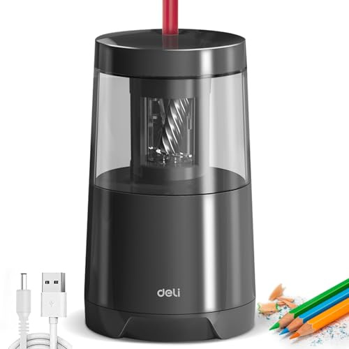 Deli Electric Pencil Sharpener, Automatic Pencil Sharpeners, Black