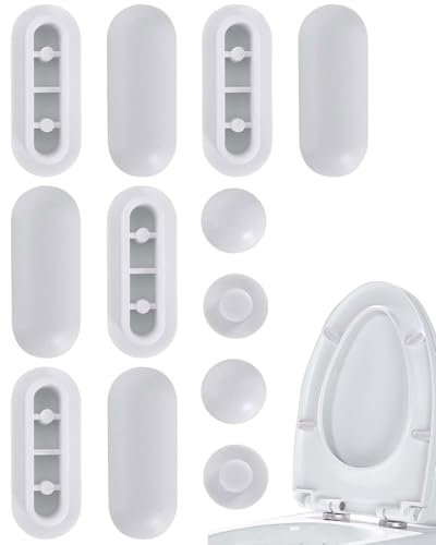 BARRU 12 Pezzi Paracolpi per Sedili WC,Paracolpi Gommini Ricambio,Universale Ammortizzatore per Tampone Anti-Rumore del Sedile del Water,8 Buffer ad Anello+4 Buffer per Coperchio(Bianco)