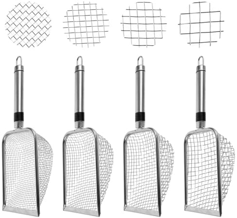 TUAKIMCE 4 Stück Gartensieb aus Edelstahl, Gartensieb Erde, Kompostsieb mit Griff Gartensieb, Erdsieb für Garten, Sandsieb,Sieb, Erdsieb, Schotter und Saatgut (2/2.8/3.8/5mm Masche)