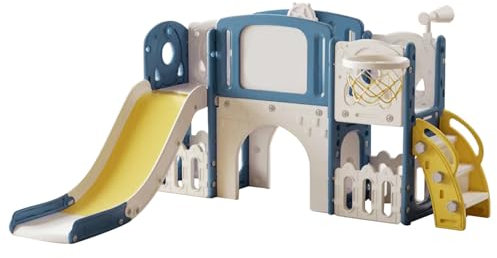 Magic ZC Toboganes para bebés y Juegos de toboganes autosuficientes escaladores para niños pequeños Juegos de Parques Infantiles Equipos diversión (XST-Blue Yellow)