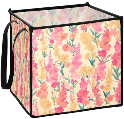 Zathe Vivid Flowers Gladiolus Storage Containers Camper Baskets Foldable Cute Organizers and Storage Basket 30x30cm