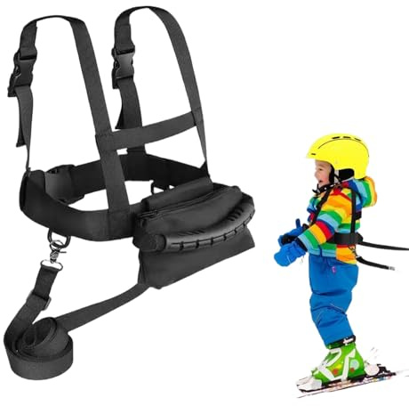BASTOUR Ski und Snowboard Gurt für Kinder, Ski Gurt mit Abnehmbarer Leine und Tasche, Skating Trainingsgürtel Einstellbare Skating Snowboarden Skifahren Radfahren Anfänger