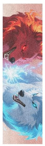 voucong Cool Blue Red Wolf Griptape für Skateboards mit Design, reißfestes Griffband für Roller, 83 x 22,9 cm, lija para patineta