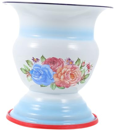 BAZEITFLOW Retro Urinal Spittoon aus Emaille Vintage Haushaltsbehälter mit Glatter Oberfläche Leicht zu Reinigen Rutschfester Fuß Praktisches Retro Badezimmerzubehör für Einzigartige