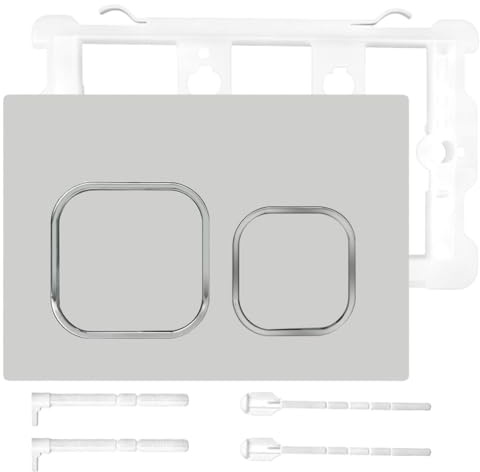 Toilet Push Plate, Flush-Mounted Flush, Compatible with Geberit Sigma, UP300 & UP320 Series Actuation Plates, Double Flush, with Flush Lever Set and Mounting Frame (Grey)