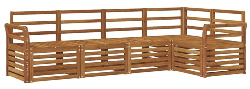 vidaXL Sofagarnituren 5 pcs Natur Massivholz Akazie, Garten-Sofa, modernes Outdoor-Möbel, robuster Lounge-Satz, Bequeme Terrasse-Sitzmöbel für Dein Zuhause