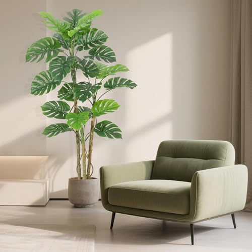 GarveeHome 150/180cm Künstliche Monstera Deliciosa-Pflanze – Kunstbaum Mit Keramiktopf, UV-Beständigen Blättern Und Biegsamen Drahtstielen, Pflegeleichte Kunstpflanze Für Wohnzimmer, Zuhause Und Büro