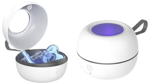 UV Dummy Steriliser Large, 3-Min 99.99% Sanitisation, Type-C Rechargeable Mini Pacifier Disinfection Box, 800mAh Battery, Travel Sterilizer for Baby Bottle Pacifier