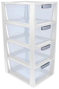 4x SUNWARE Omega Schubladen-Modul 11 Liter - transparent/weiß