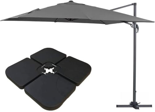 Parasol Jardin déporté alu Sun 3 3 x 3 m (Gris/Parasol + Dalles incluses)